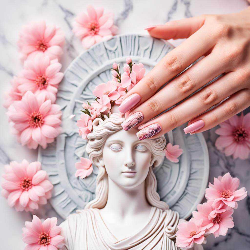 Pink Greek Goddess Nails