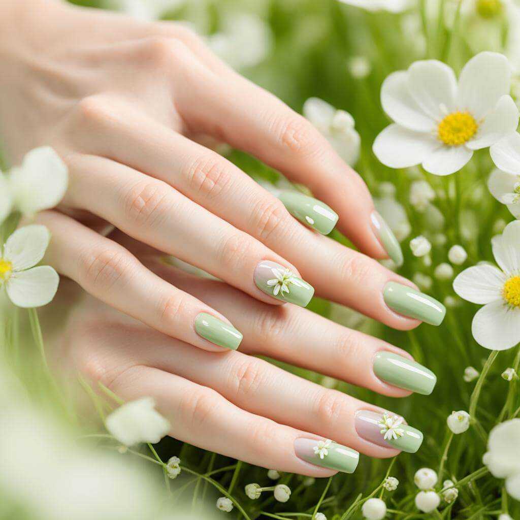 grassy green spring nails 2024