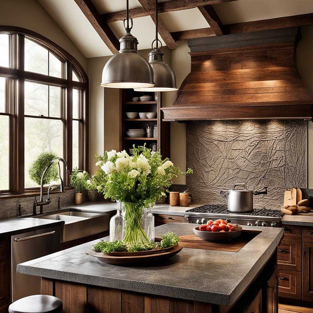 farmhouse kitchen wood tones